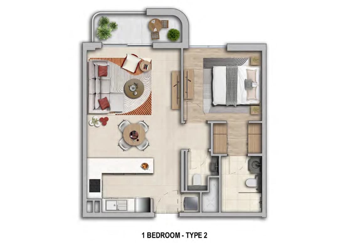 Address Residences The Bay 1 Bedroom Layout 1