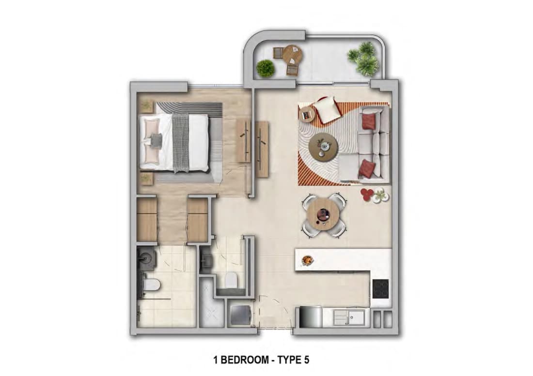 DE Collective 1 Bedroom Layout 1