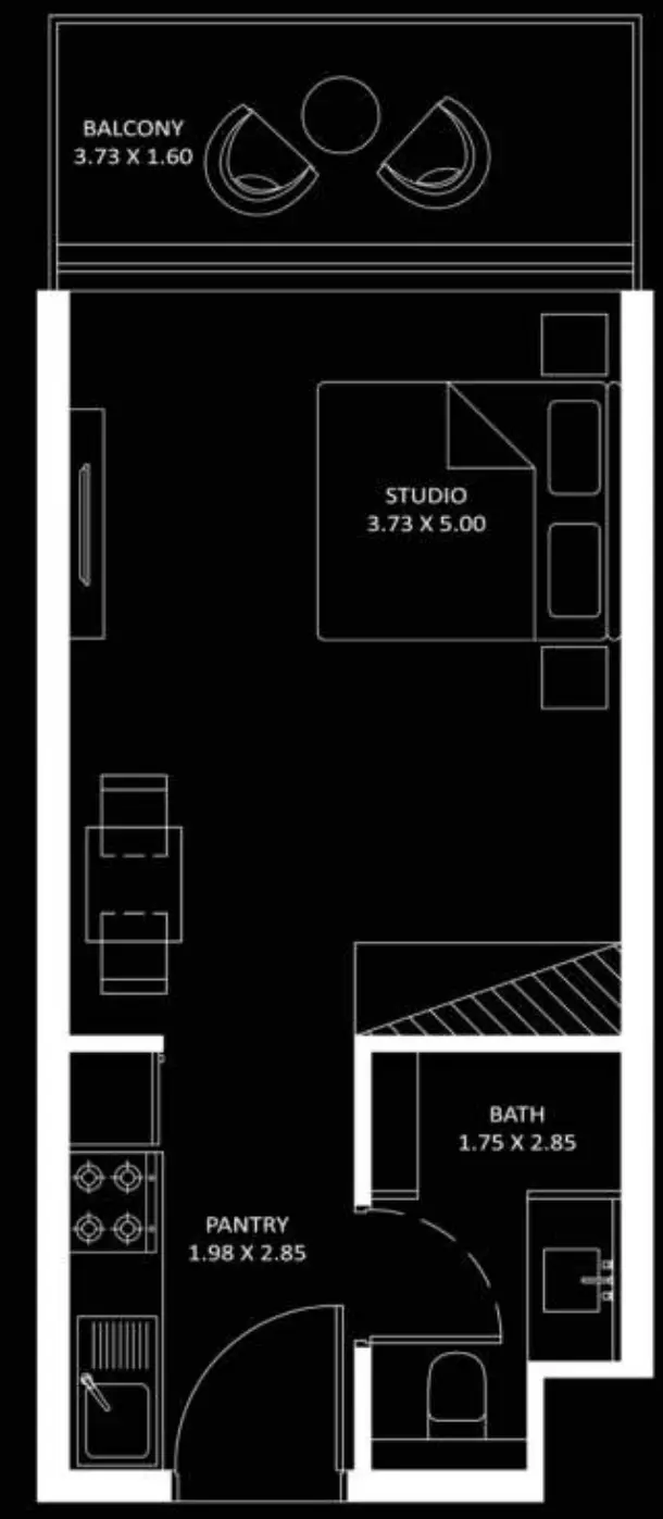 BAYZ 101 BY DANUBE Studio (approx. 374 sq. ft.) Layout 1